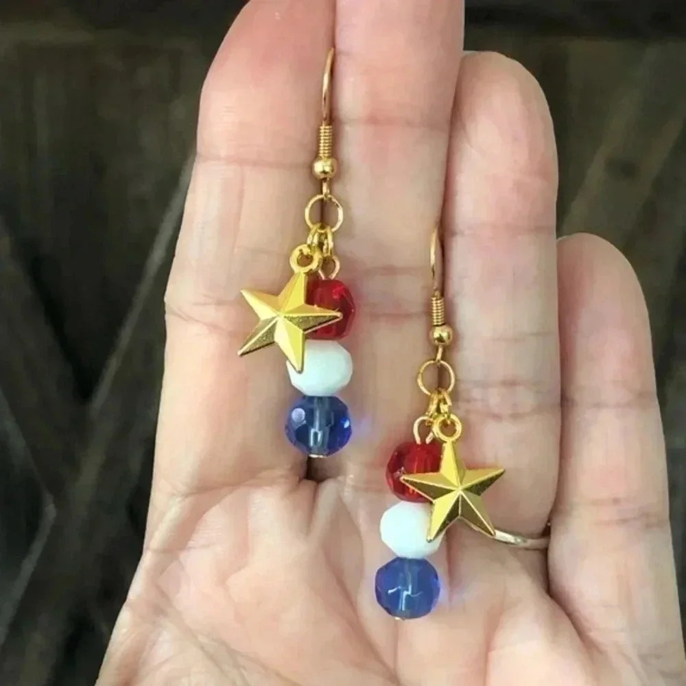 3 for $25/ Patriotic 4th of July Independence Day Drop Earrings E